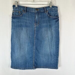 LRL Lauren Jeans Co Denim Pencil Skirt Women 4P Blue Preppy 90s Y2K‎ Timeless